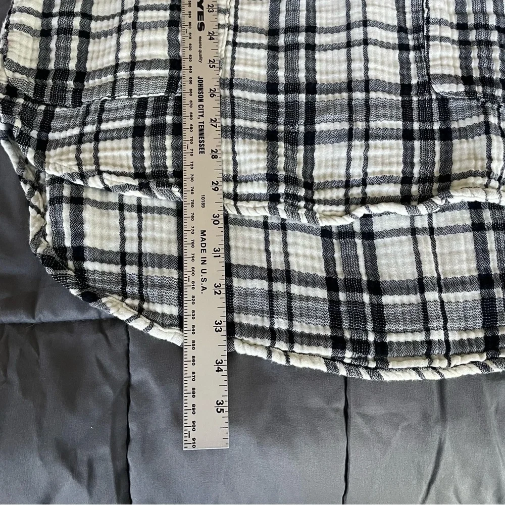 Free People x CP Shades Checkmate Plaid Shirt Dress Black Ivory Long Sleeve XS